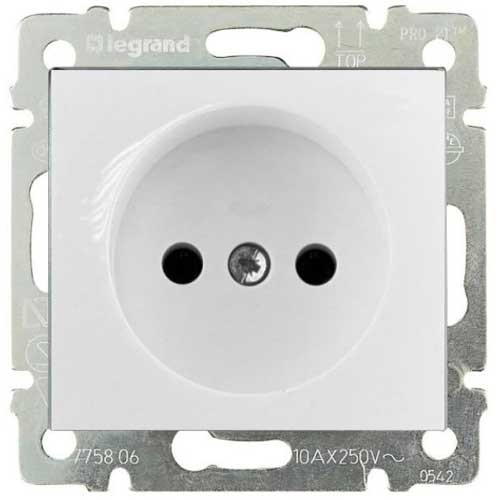 Розетка одинарная без заземления СП Legrand Valena белый