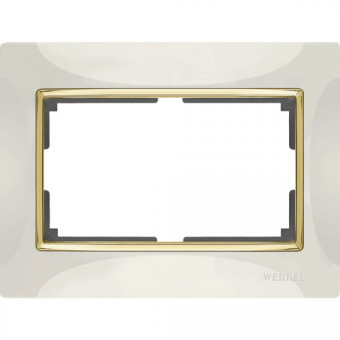 Рамка для двойной розетки Werkel Snabb слоновая кость/золото