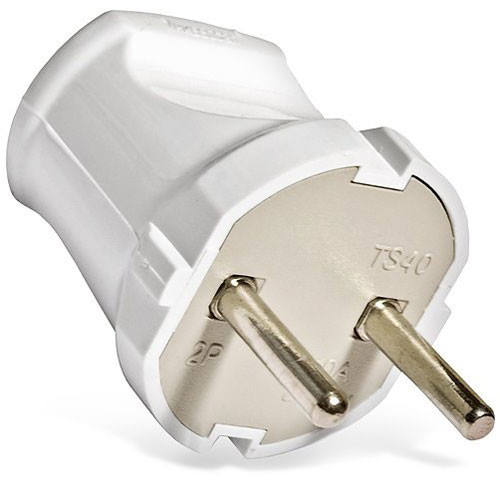 Вилка без заземления белая (UNIVERSAL) 6А