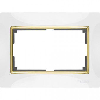 Рамка для двойной розетки Werkel Snabb белая/золото