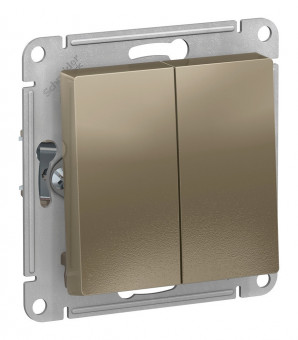 Выключатель двухклавишный СП Schneider Electric AtlasDesign шампань