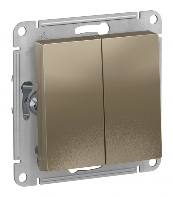 Выключатель двухклавишный СП Schneider Electric AtlasDesign шампань