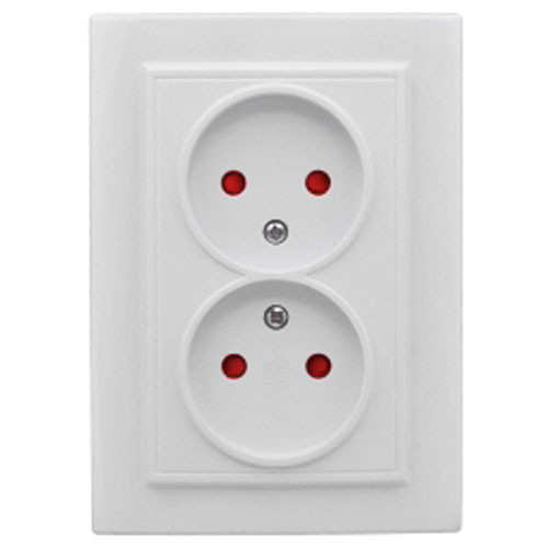 Розетка двойная CП без заземления белая (EKF Минск)
