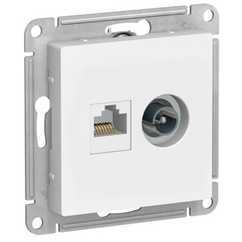 Розетка двойная RJ45+TV СП Schneider Electric AtlasDesign белая 