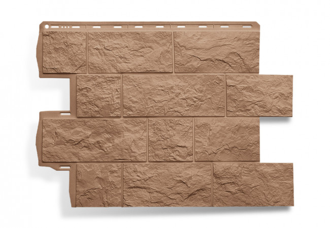 Фасадная панель (цокольный сайдинг) ТУФ ЭКО цвет бежевый (0.796*0.591) Альта-Профиль