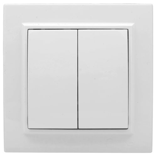 Выключатель двухклавишный СП белый (EKF Минск)