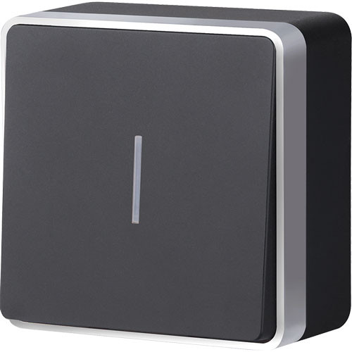 Выключатель одноклавишный с подсветкой ОП Werkel Gallant черный с серебром