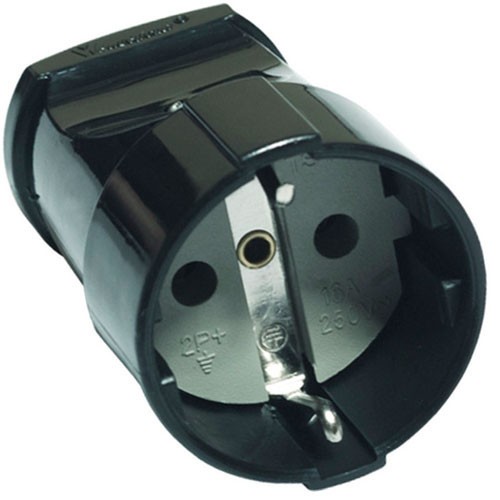 Штепсель с заземлением черный (UNIVERSAL) 16А