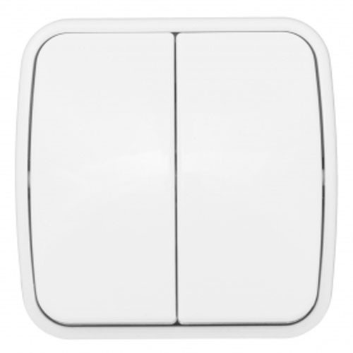 Выключатель двухклавишный открытой установки белый (EKF Минск)