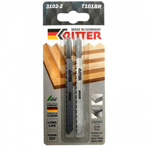 Пилки для лобзиков Ritter по дереву T101ВR CrV 100/75 мм шаг 2.5мм 10TPi(прямой чистый.обратный рез)