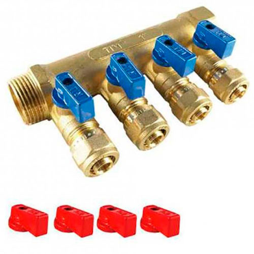 Коллектор с кранами и цангами .3/4 на 4 выхода Millennium