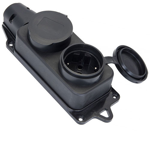 Розетка для удлинителя 2 гнезда с заземлением и заглушками каучук UNIVersal