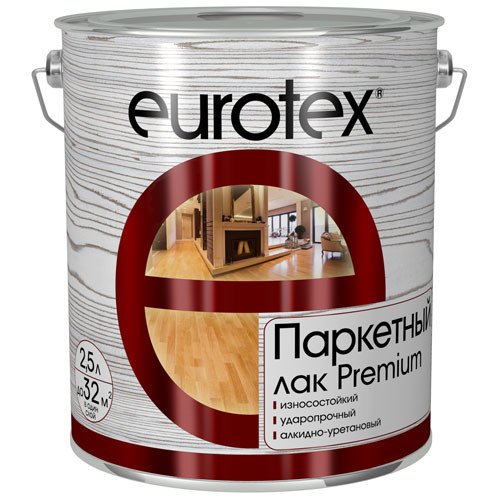 Лак паркетный полуматовый  2,5л. EUROTEX