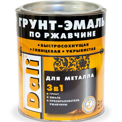 Грунт-эмаль по ржавчине черная (2л) Dali