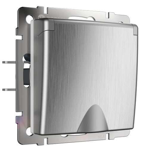 Розетка одинарная с защитной крышкой и заземлением СП Werkel cеребряный рифленый
