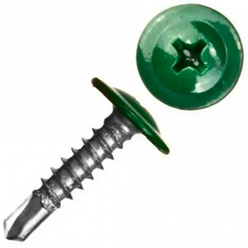 4.2*16 саморезы с пресшайбой  со сверлом RAL 6005 (200 шт.)