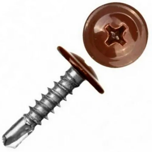 4.2*19 саморез с пресшайбой  со сверлом RAL 8017 (250 шт.)