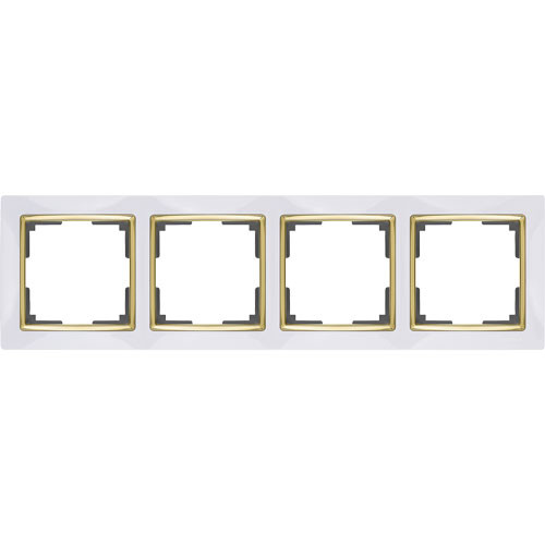 Рамка четырехместная Werkel Snabb белая/золото