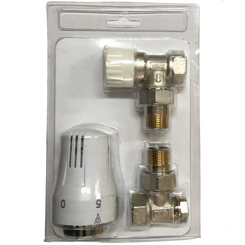 Кран (детентор) термоголовка (набор блистер) угловой 1/2  (SMS)