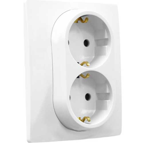 Розетка двойная СП Legrand Etika с заземлением белый
