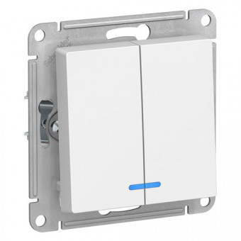 Выключатель двухклавишный с подсветкой СП Schneider Electric AtlasDesign белый