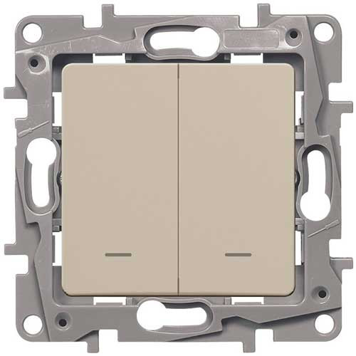 Выключатель двухклавишный c подсветкой СП Legrand Etika слоновая кость