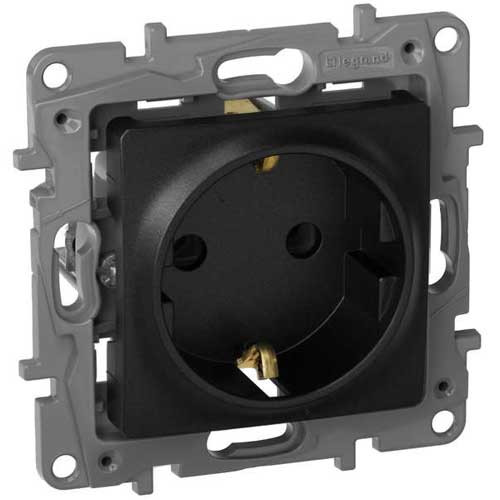 Розетка одинарная СП Legrand Etika с заземлением антрацит