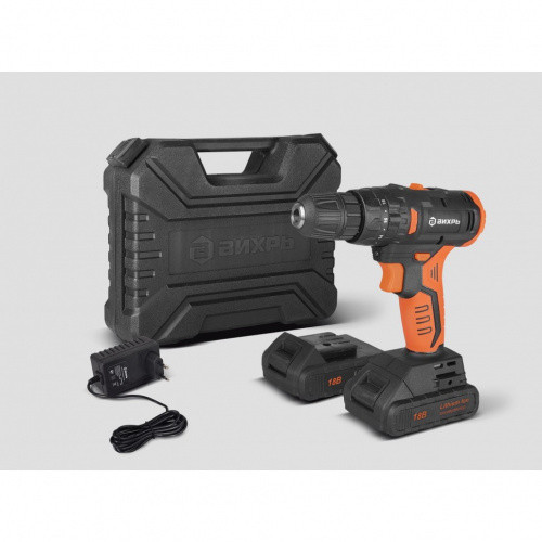 Дрель-шуруповерт аккумуляторная ДА-18Л-2КУ/Б (2,0А/Ч)(бесщеточный двигатель) Вихрь