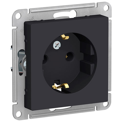 Розетка одинарная с заземлением СП Schneider Electric AtlasDesign карбон 
