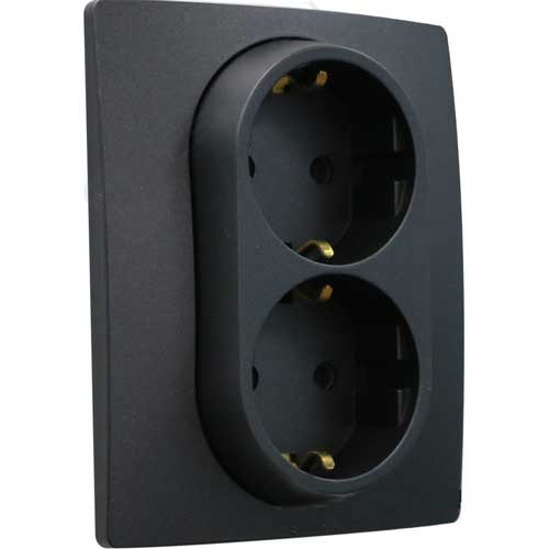 Розетка двойная СП Legrand Etika с заземлением антрацит