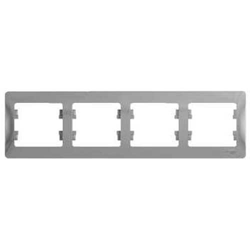 Рамка четырехместная горизонтальная Schneider Electric Glossa алюминий