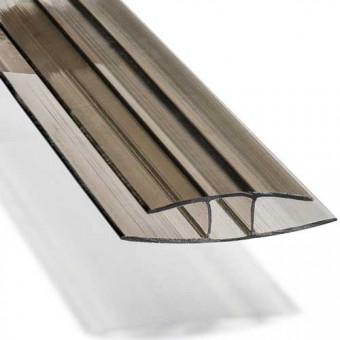 Профиль соединительный для поликарбоната неразъёмный Н образный 10 мм Бронзовый 6 м