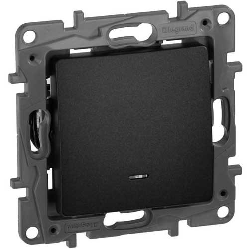 Выключатель одноклавишный с подсветкой СП Legrand Etika антрацит