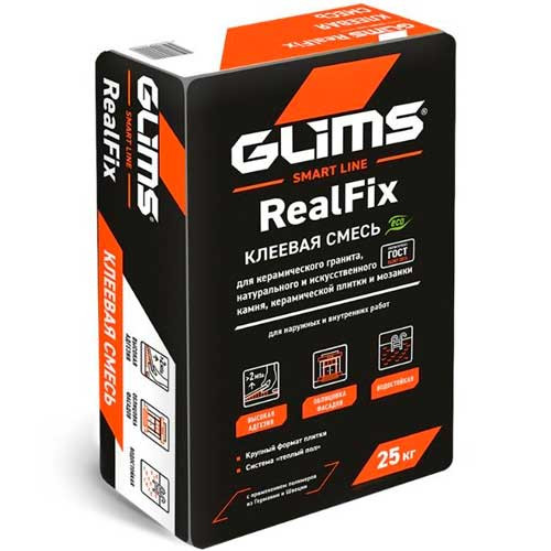 Клей для плитки и керамогранита GLIMS RealFix (25 кг)