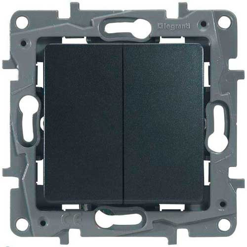 Выключатель двухклавишный СП Legrand Etika антрацит