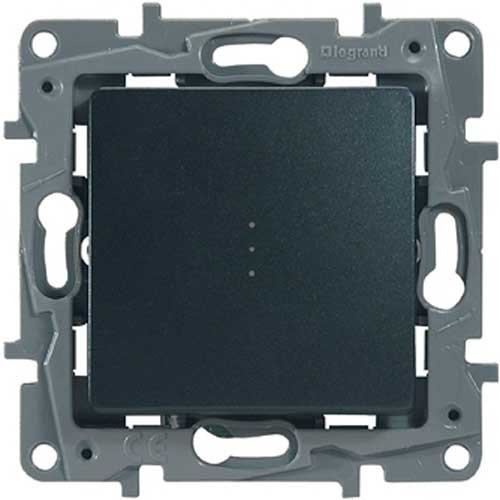 Выключатель проходной одноклавишный с подсветкой СП Legrand Etika антрацит