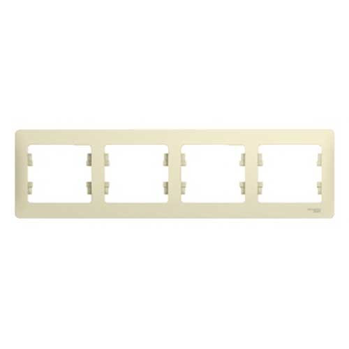 Рамка четырехместная горизонтальная Schneider Electric Glossa бежевый