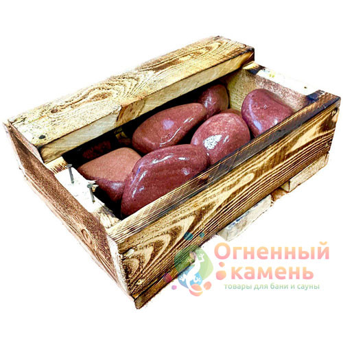 Камень для бани Малиновый кварцит шлифованный фракция 70-150 мм. (10 кг.) 