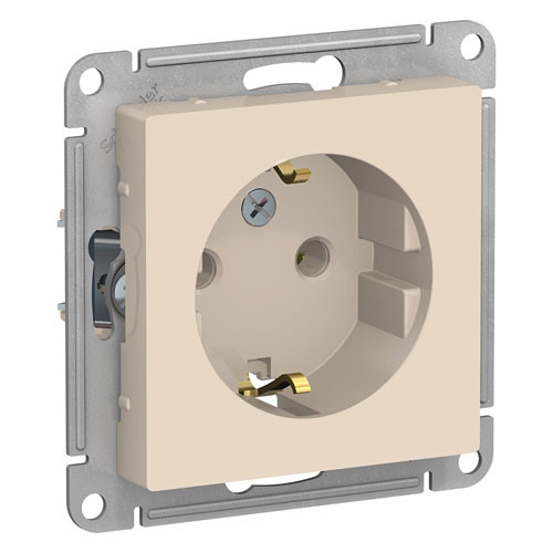 Розетка одинарная с заземлением СП Schneider Electric AtlasDesign бежевая