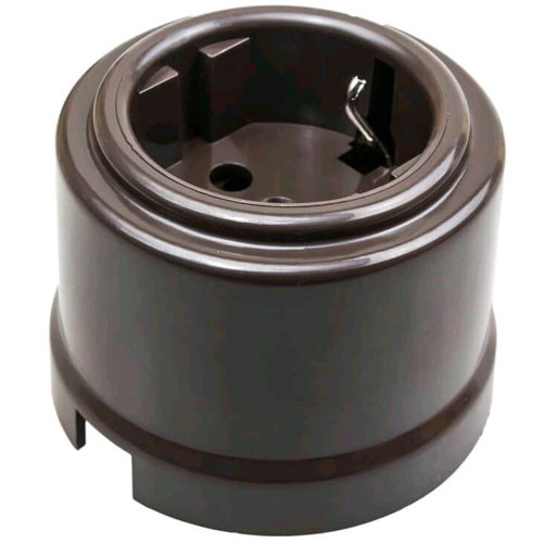 Розетка ретро с заземлением ОП ABS-пластик коричневая Bironi Лизетта