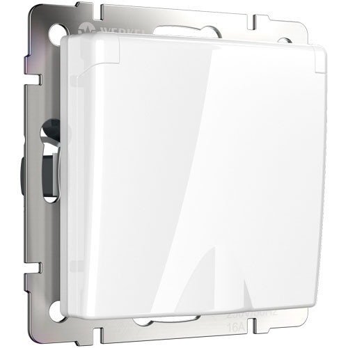 Розетка одинарная с защитной крышкой и заземлением СП Werkel белая