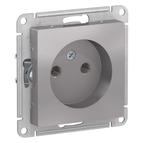 Розетка одинарная без заземления СП Schneider Electric AtlasDesign алюминий 