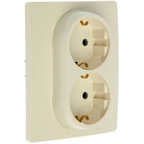 Розетка двойная СП Legrand Etika с заземлением слоновая кость