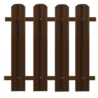 Штакетник металлический фигурный (М) коричневый 1,85 м (двухсторонний)