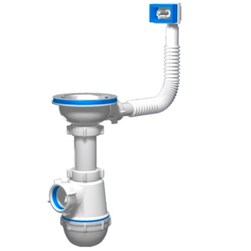 Сифон 1 1/2х40 с гибким переливом Грот 3 1/2 (A0145S) Анипласт