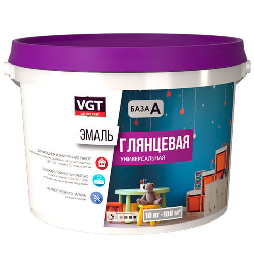 Эмаль акриловая универсальная глянцевая ВД-АК-1179 Супербелая VGT 2.5 кг.