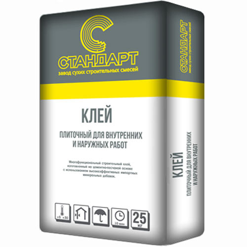 Клей плиточный Стандарт62 для внутр и наружных работ (25 кг)