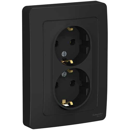 Розетка двойная с заземлением СП Schneider Electric Blanca антрацит 