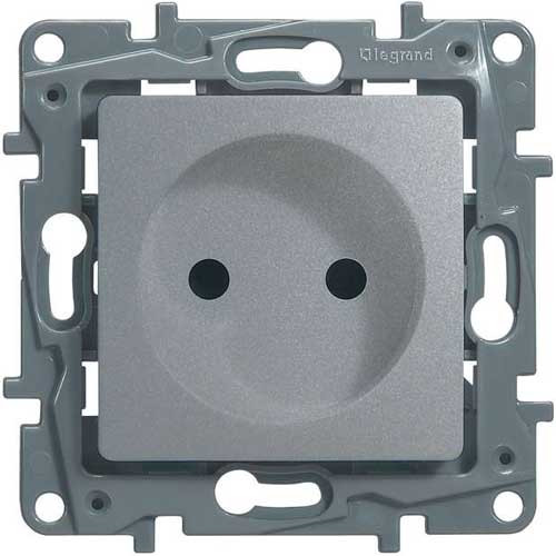 Розетка одинарная СП Legrand Etika без заземления алюминий