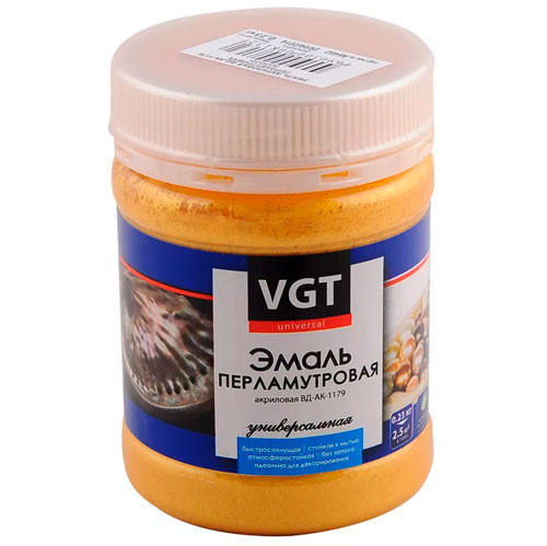 Эмаль акриловая универсальная перламутровая ВД-АК-1179 Золото VGT 0.23 кг.